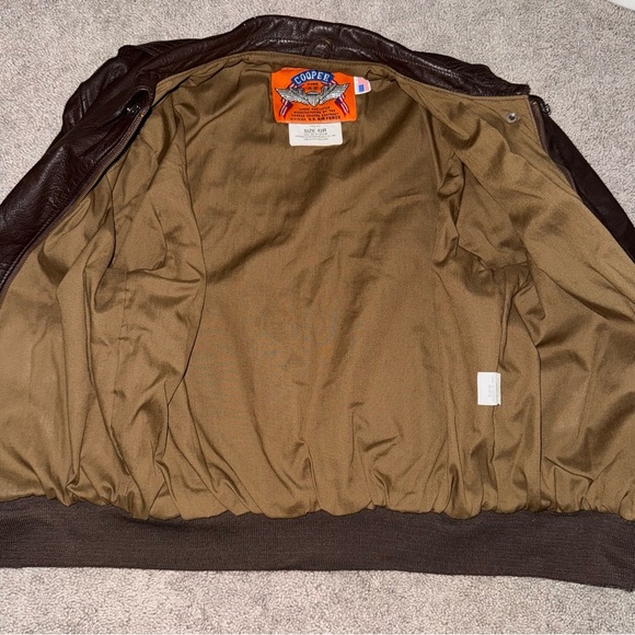 Vintage Cooper A-2 US Air Force Brown Leather Bomber Jacket 42R Aviator Pilot - Picture 5 of 15